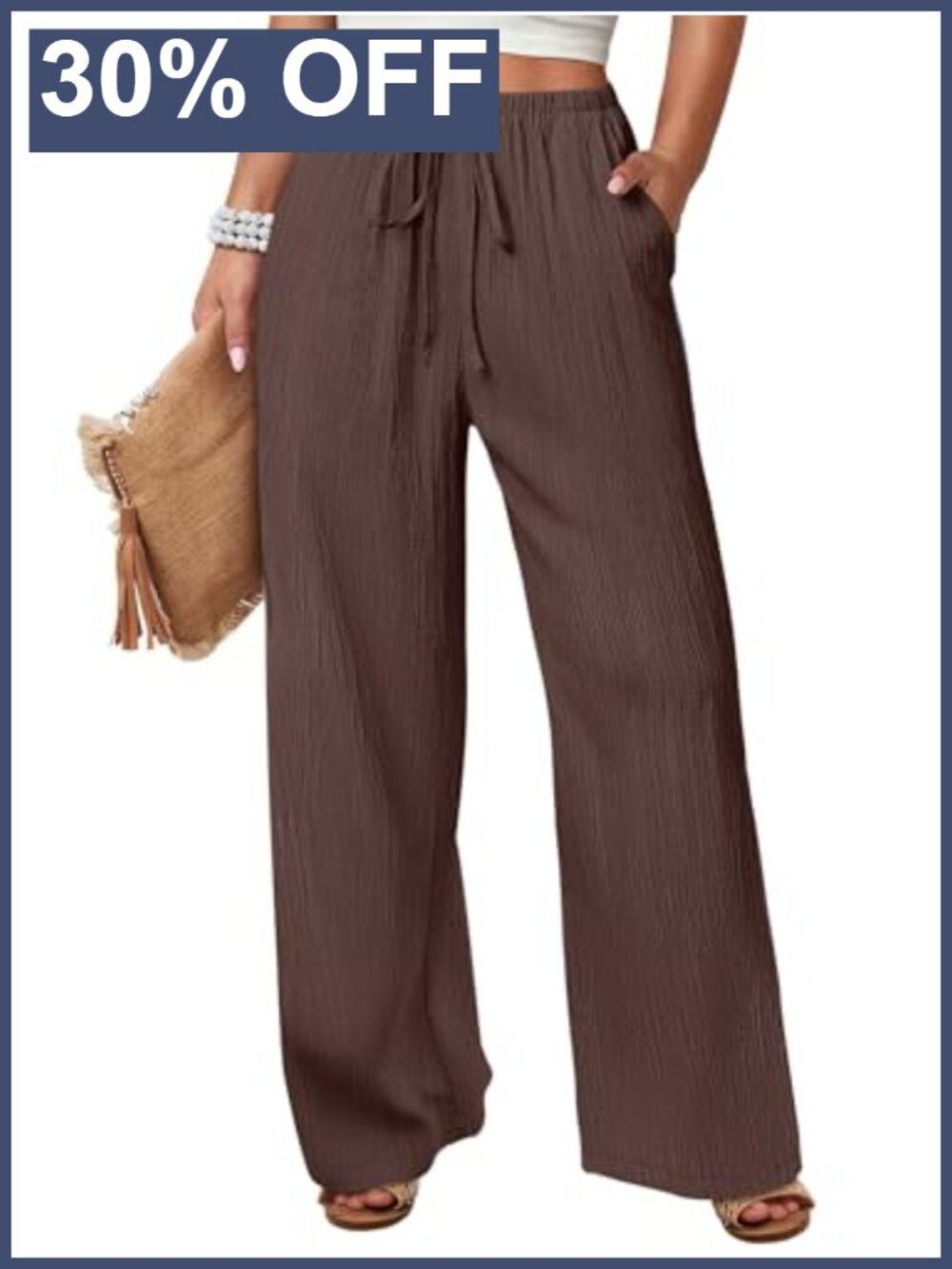 Wide Leg Flowy Elastic Waist Palazzo Pants Beach Lounge